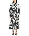 Max Mara Ussel Pleated Botanical-print Midi Shirtdress In Black