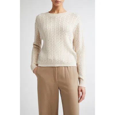 Max Mara Ussuri Embellished Cable Wool Sweater In Nude