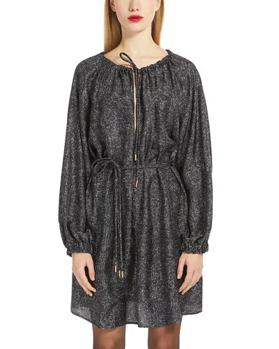 Max Mara Womens Antracite Utilita Puff-sleeve Silk-twill Mini Dress In Grey