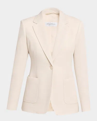 Max Mara Utilita Single-button Wool Pique Blazer In Neutral