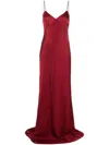Max Mara V-neck Satin Gown In 红色