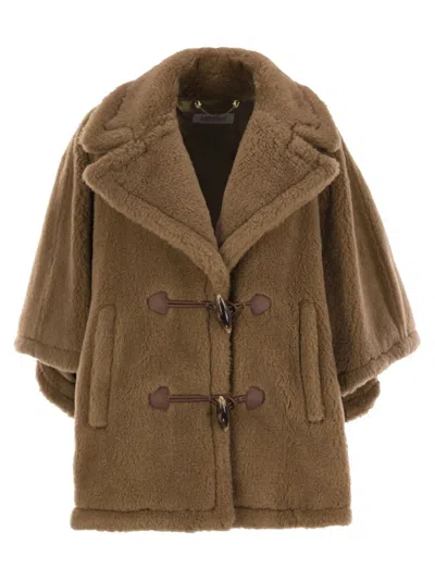Max Mara V-neck Long-sleeved Coat In Brown