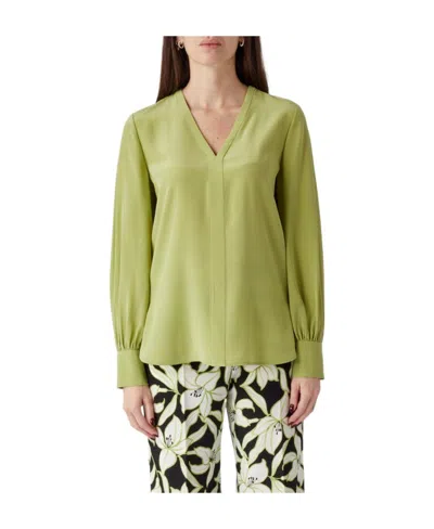 Max Mara V-collar Long-sleeved Shirt In Green