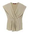 Max Mara V Collar Pleated Sleeveless Short-sleeved T-shirt In Nude