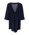 Max Mara Draped Neckline Ferro Blouse With Asymmetric Hem In Black