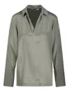 Max Mara Relaxed-fit Blouse With Classic Collar And Unique Cuffs In Gray