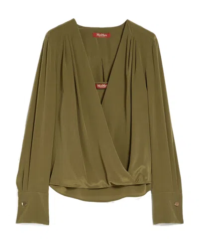 Max Mara V-neck Blouse In Green