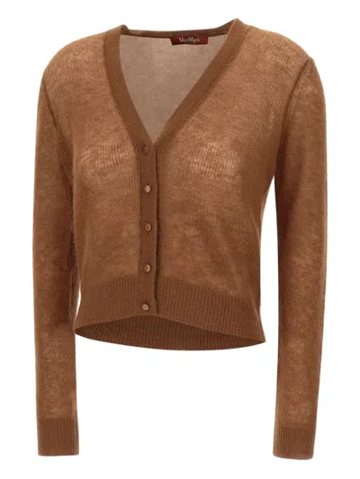 Max Mara V-neck Button Cardigan In Brown