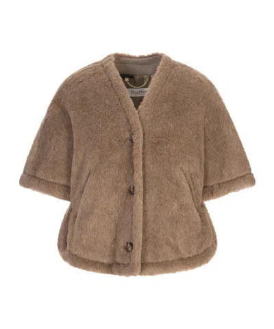Max Mara V-neck Cape In Brown