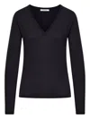 Max Mara V-neck Cashmere Sweater In Black