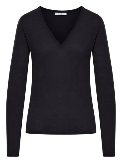 Max Mara V-neck Cashmere Sweater In Black