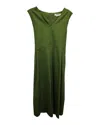 Max Mara V-neck Flared Midi Dress In Green Cotton In Green