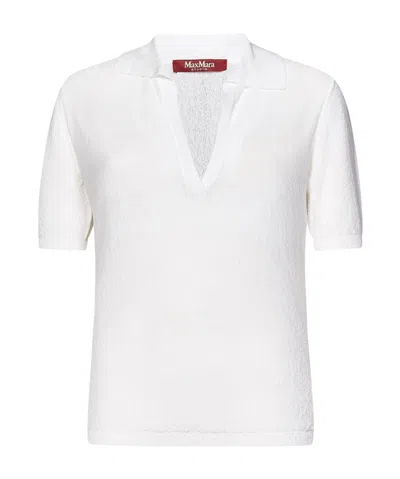 Max Mara V-neck Knitted Polo Shirt In White