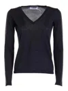 Max Mara Black Solid V Neck Sweater In Gris
