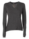 Max Mara V-neck Long-sleeve Top In Gray
