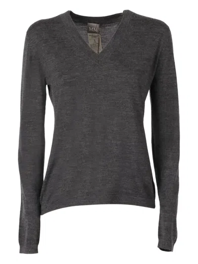 Max Mara V-neck Long-sleeve Top In Gray