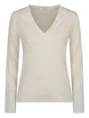 Max Mara V-neck Long-sleeve Top In White