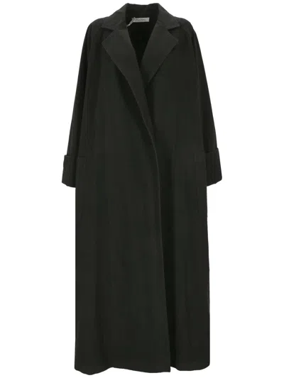 Max Mara V-neck Long-sleeved Coat In Black