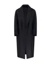Max Mara V-neck Long-sleeved Coat In Grey