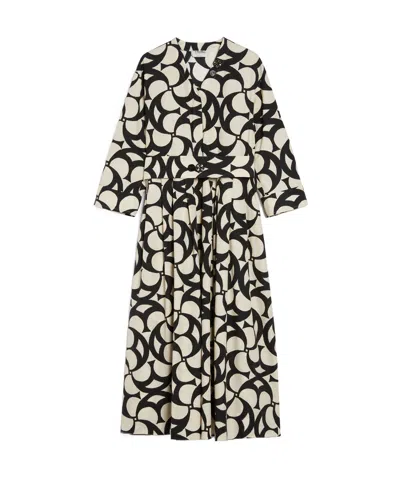 Max Mara V-neck Long-sleeved Dress In Black