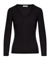 Max Mara Black Solid V Neck Sweater In Black