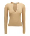 Max Mara Ribbed V-neck Sweater In Nude