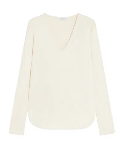 Max Mara V-neck Long-sleeved Top In White