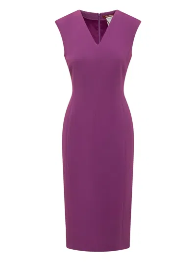 Max Mara V-neck Midi Dress In 紫色