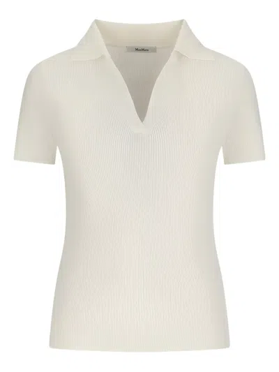 Max Mara V-neck Ribbed Top In Neutral