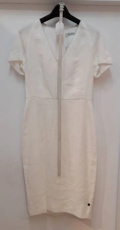 Max Mara V-neck Short Sleeve Dress In Neutral