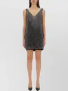 Max Mara V-neck Sleeveless Mini Dress Rita In Gray