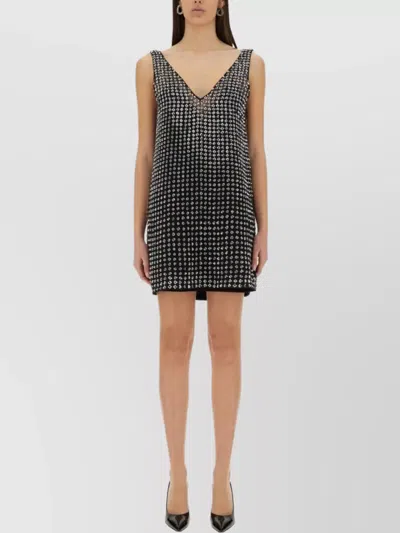 Max Mara V-neck Sleeveless Mini Dress Rita In Gray