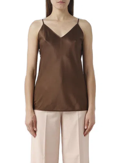 Max Mara V-neck Sleeveless Top In Brown