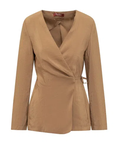 Max Mara V-neck Suit Jacket In Brown