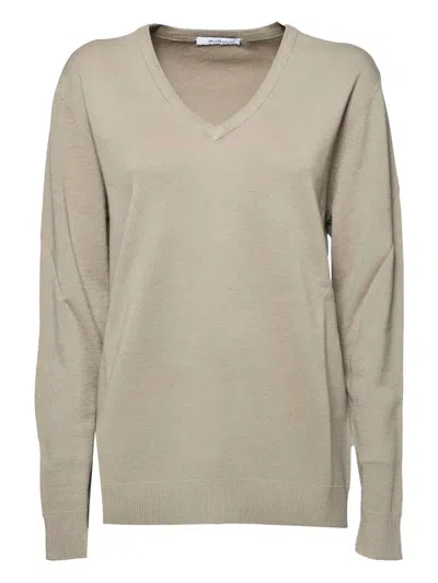 Max Mara Pevera V-neck Sweater In Camel Wool In Neutral
