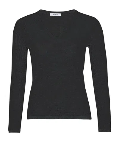 Max Mara Borel V-neck Sweater In Black