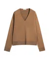Max Mara V-neck Wool Sweater With Ribbed Detailing In Gray