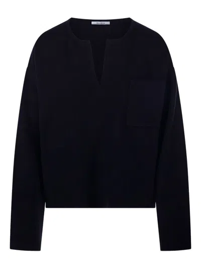 Max Mara V-neck Sweater In Cashmere Wool In Black