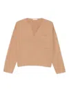 Max Mara V-neck Sweater In Cashmere Wool In Brown