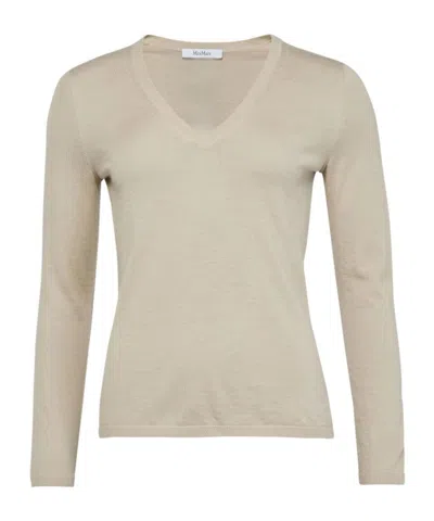Max Mara Borel V-neck Sweater In Beige