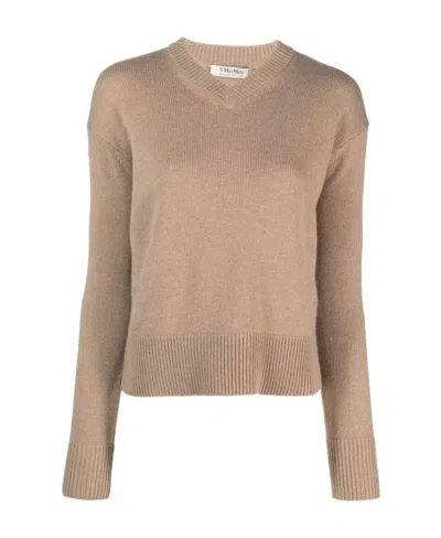 Max Mara V-neck Sweater In Nude