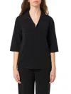 Max Mara V-neck Three-quarter-sleeved Blouse In Black