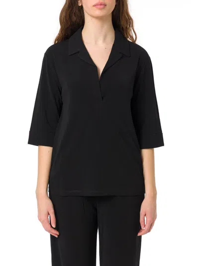 Max Mara V-neck Three-quarter-sleeved Blouse In Black