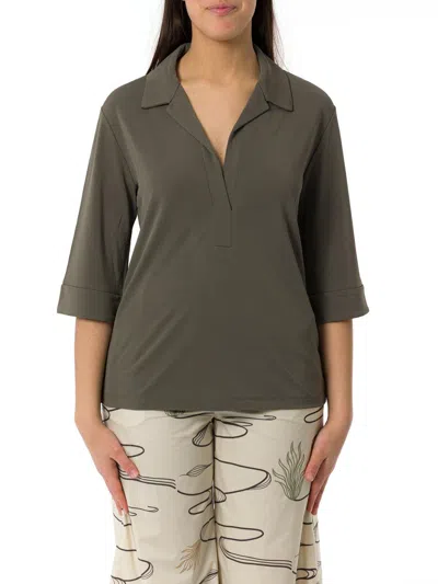 Max Mara V-neck Three-quarter-sleeved Blouse In Green