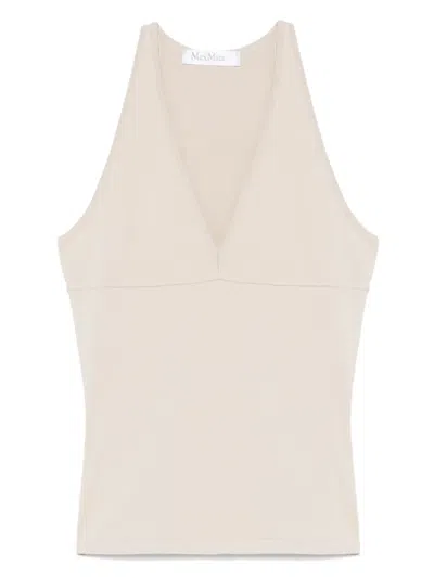 Max Mara Halterneck Fitted Silhouette Tops With Seam Detailing In Neutral