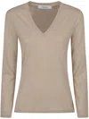 Max Mara V-neck Top In Neutrals