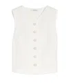 Max Mara Tailored Vest With V-neck And Tie Back In White
