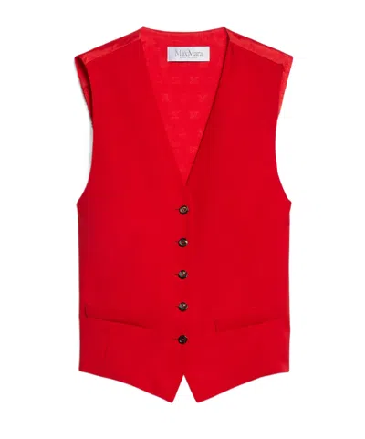 Max Mara V-neck Wool Vest In Red