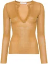 Max Mara Saggina Ribbed Silk Jumper In Leather Brown