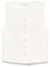 Max Mara Tailored Vest With V-neck And Tie Back In White